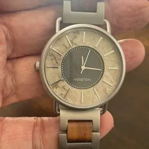 HOLZKERN Walnut Wood Watch Band w/Marble & Gray Face HOLZKERN Walnut Wood Watch Band w/Marble & Gray Face main image 3